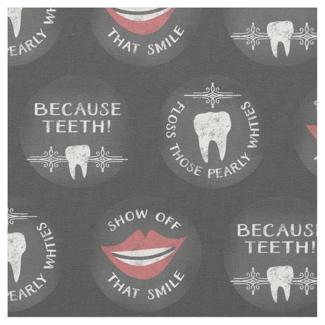Funny Dentist Pattern - Cute Dental Hygienist Fabric (Close Up)
