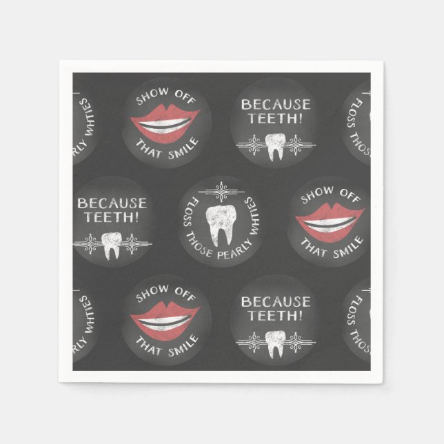 Funny Dentist Pattern - Cute Dental Hygienist Napkins (Front)