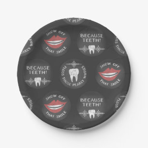 Funny Dentist Pattern - Cute Dental Hygienist Paper Plates
