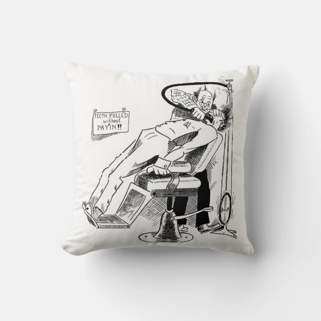Funny Dentist Sketch Throw Pillow (Front)