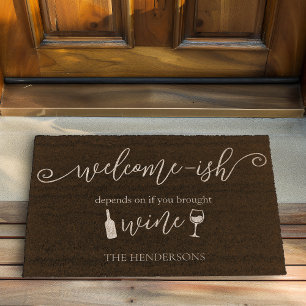 Funny Depends If You Brought Wine Welcome Fiber Doormat