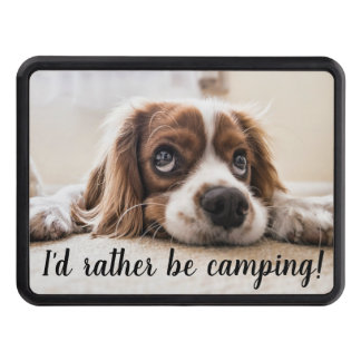 Funny Depressed Dog I'd Rather Be Camping Hitch Cover