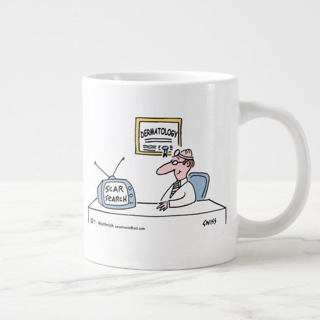 Funny Dermatology Dermatologist Cartoon Jumbo Mug (Right)