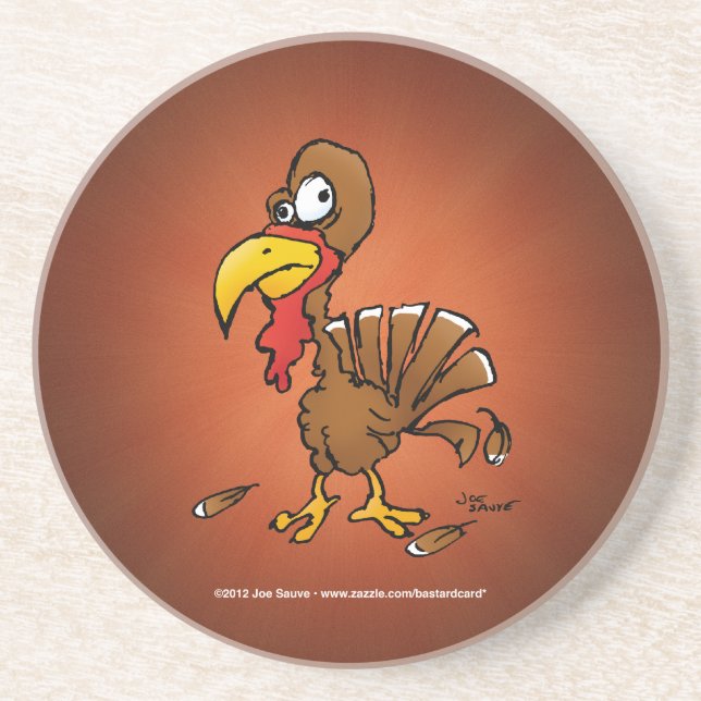 Funny Derp Turkey Cartoon Drink Coaster (Front)