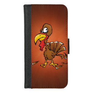 Funny Derp Turkey Cartoon Illustration iPhone 8/7 Wallet Case