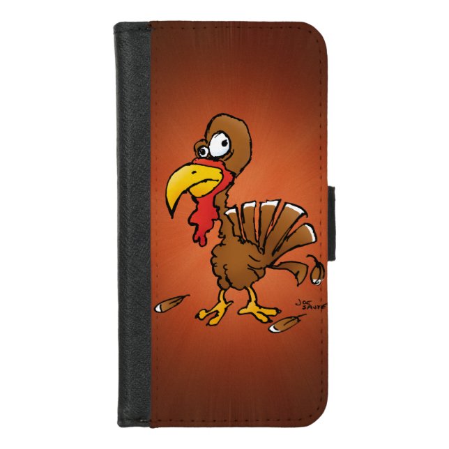 Funny Derp Turkey Cartoon Illustration iPhone Wallet Case (Front)