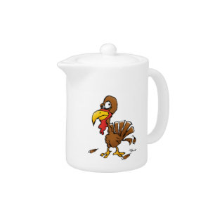 Funny Derp Turkey On White Teapot