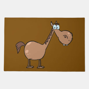 Funny Derpy Horse Silly Brown Stallion Doormat