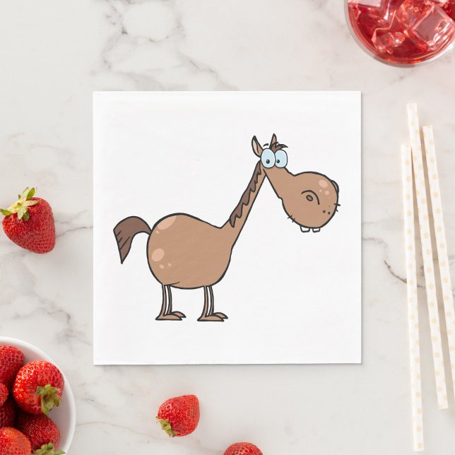 Funny Derpy Horse Silly Brown Stallion Napkins (Creator Uploaded)