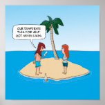 Funny Desert Island Message In A Bottle Poster at Zazzle