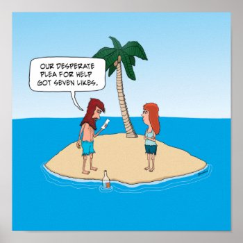 Funny Desert Island Message In A Bottle Poster by chuckink at Zazzle
