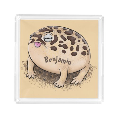 Funny desert rain frog cartoon illustration acrylic tray