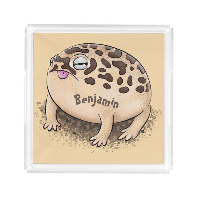 Funny desert rain frog cartoon illustration acrylic tray (Front)