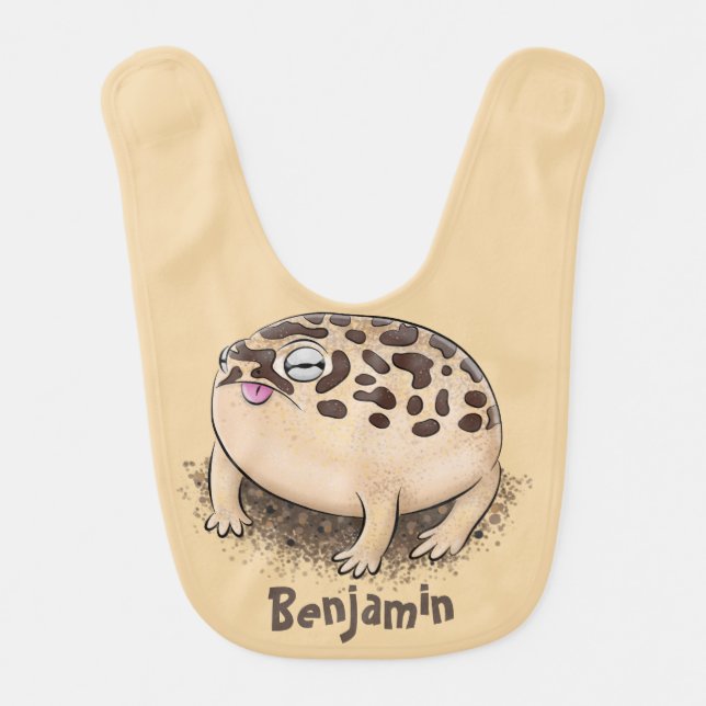 Funny desert rain frog cartoon illustration baby bib (Front)