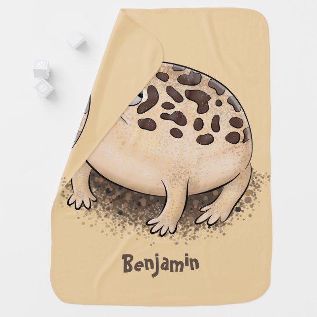 Funny desert rain frog cartoon illustration baby blanket (In Situ)
