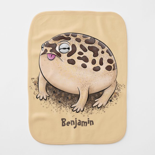 Funny desert rain frog cartoon illustration baby burp cloth (Front)