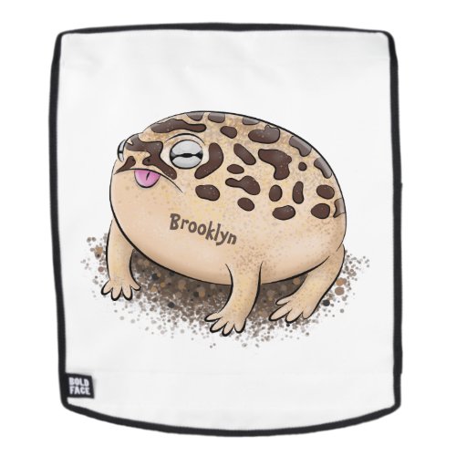 Funny desert rain frog cartoon illustration backpack