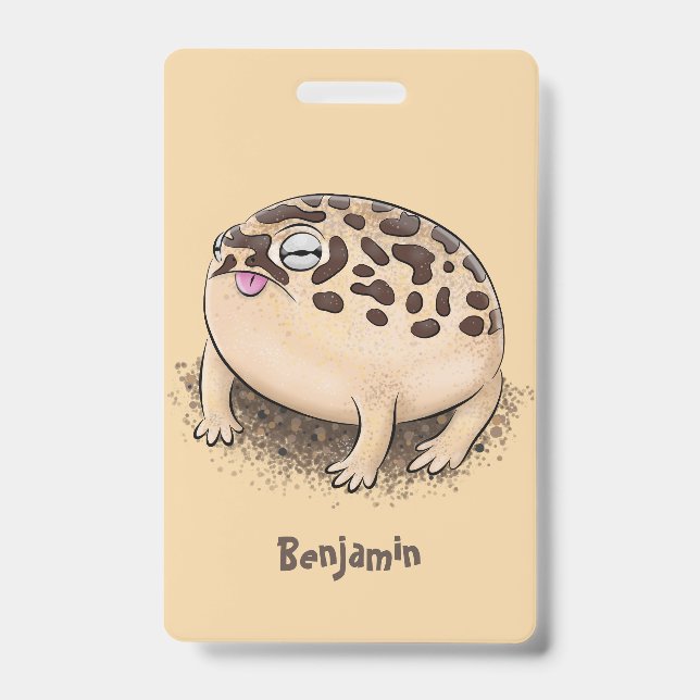 Funny desert rain frog cartoon illustration badge (Front)