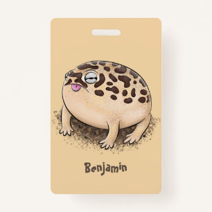 Funny desert rain frog cartoon illustration badge