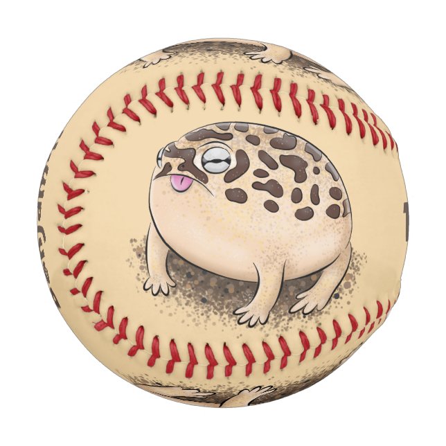 Funny desert rain frog cartoon illustration baseball (Front Left)