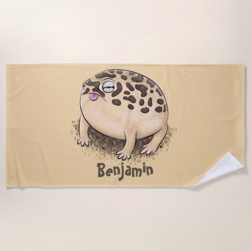 Funny desert rain frog cartoon illustration beach towel