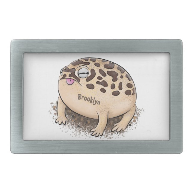 Funny desert rain frog cartoon illustration belt buckle (Front)