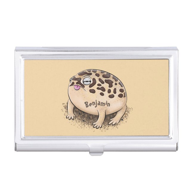 Funny desert rain frog cartoon illustration business card case (Front)