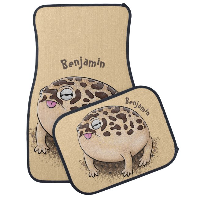 Funny desert rain frog cartoon illustration  car floor mat (Set)