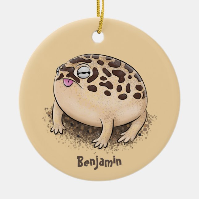 Funny desert rain frog cartoon illustration ceramic ornament (Front)