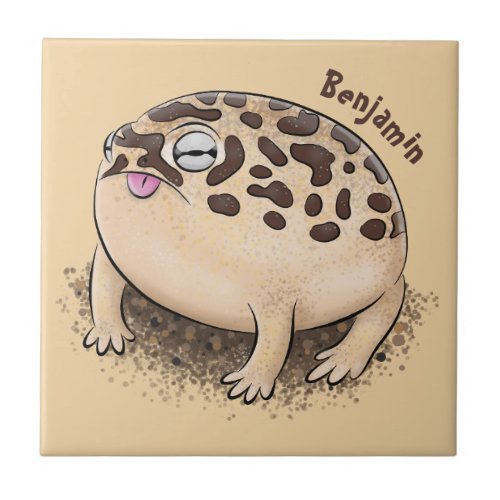 Funny desert rain frog cartoon illustration ceramic tile