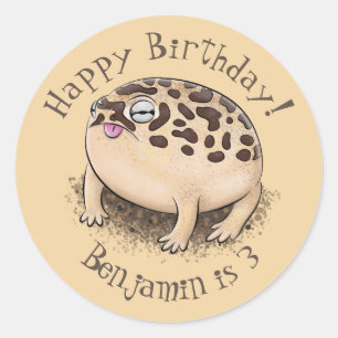 Funny desert rain frog cartoon illustration classic round sticker