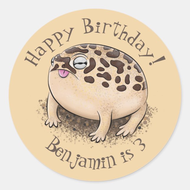 Funny desert rain frog cartoon illustration classic round sticker (Front)