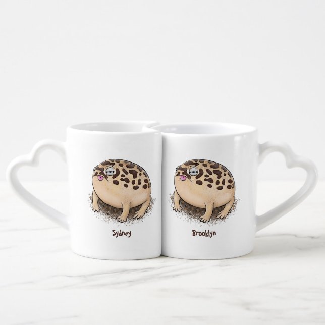 Funny desert rain frog cartoon illustration coffee mug set (Back Nesting)