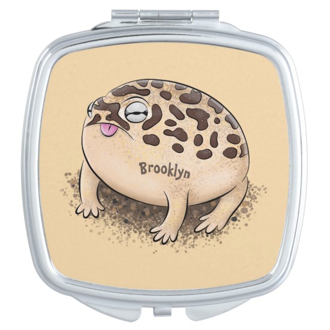 Funny desert rain frog cartoon illustration compact mirror (Front)