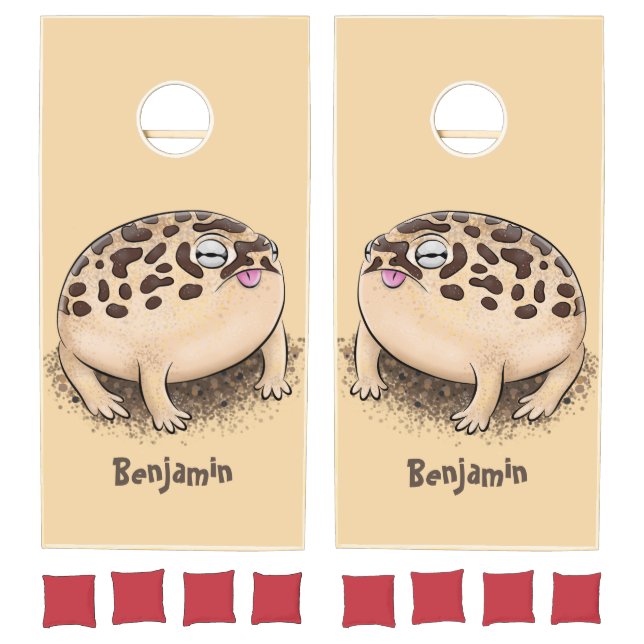 Funny desert rain frog cartoon illustration cornhole set (Set)