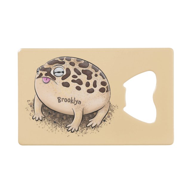 Funny desert rain frog cartoon illustration credit card bottle opener (Front (Horizontal))