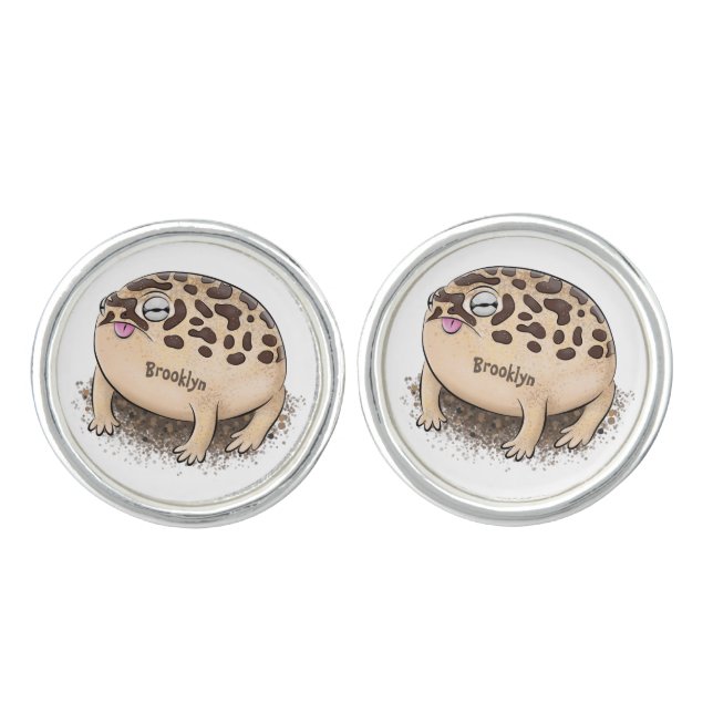 Funny desert rain frog cartoon illustration cufflinks (Front)