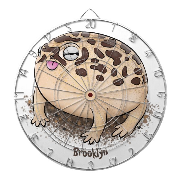 Funny desert rain frog cartoon illustration dart board (Front)