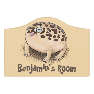 Funny desert rain frog cartoon illustration door sign