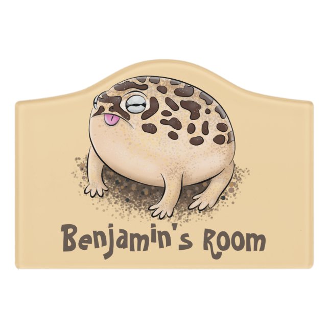 Funny desert rain frog cartoon illustration door sign (Small Crest Front)