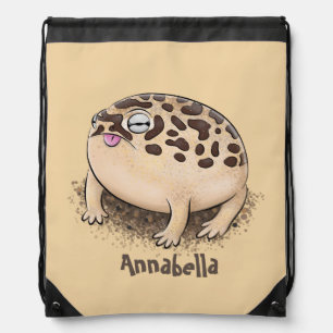 Funny desert rain frog cartoon illustration drawstring bag