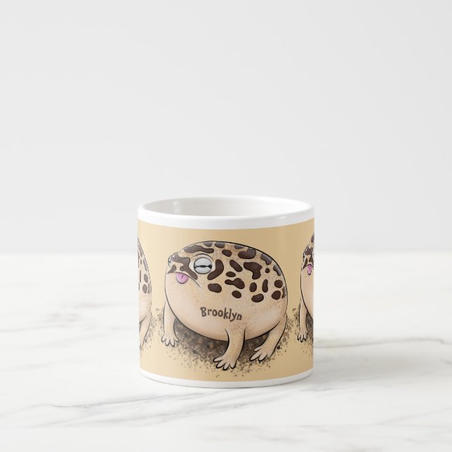 Funny desert rain frog cartoon illustration espresso cup (Front)