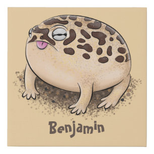 Funny desert rain frog cartoon illustration faux canvas print