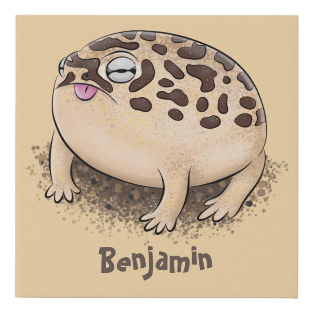 Funny desert rain frog cartoon illustration faux canvas print (Front)
