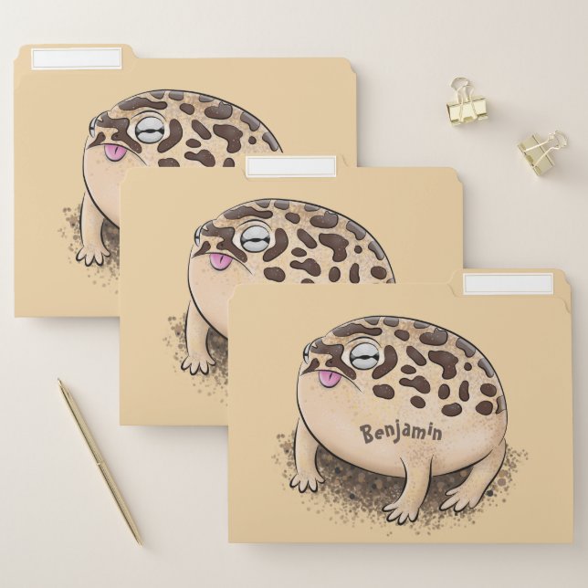 Funny desert rain frog cartoon illustration file folder (Set)