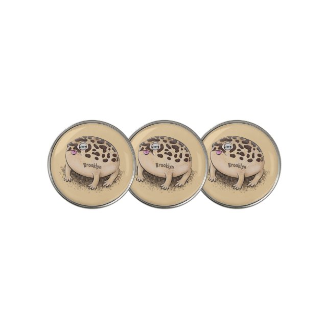 Funny desert rain frog cartoon illustration golf ball marker (3 Up)