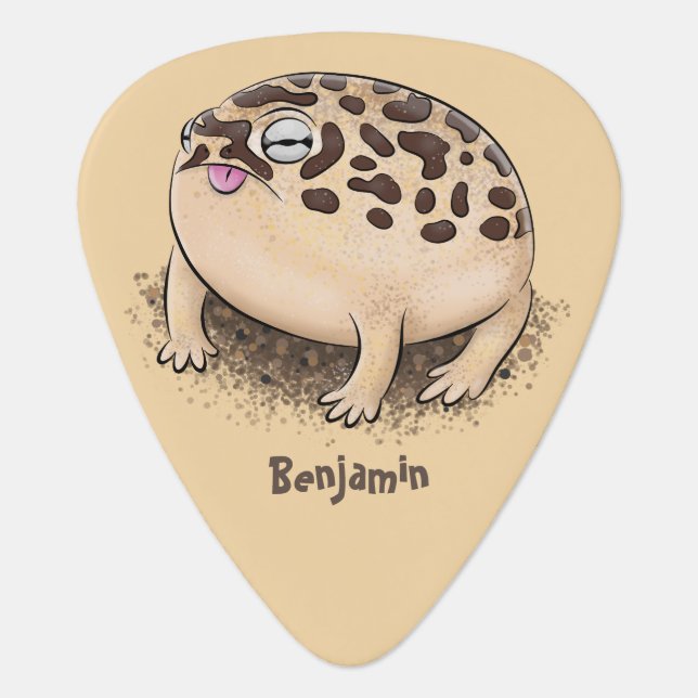 Funny desert rain frog cartoon illustration  guitar pick (Front)