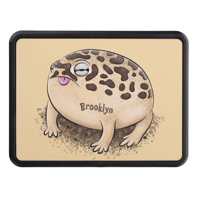 Funny desert rain frog cartoon illustration hitch cover (Front)