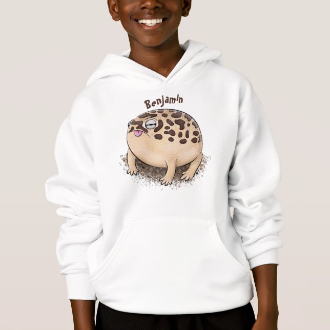 Funny desert rain frog cartoon illustration hoodie (Front)