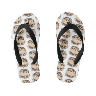 Funny desert rain frog cartoon illustration kid's flip flops